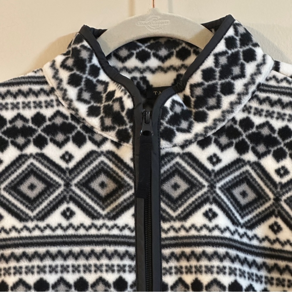 Talbots GEO-PRINT FAIR ISLE POLAR FLEECE JACKET Size Medium - Black and White - Picture 5 of 11